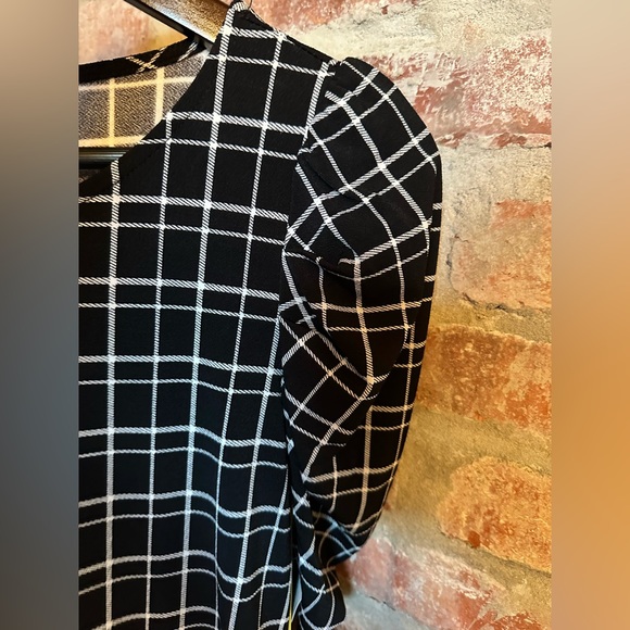 CeCe Puff Sleeve Printed Dress NWT black and white mini lightweight - Picture 5 of 7